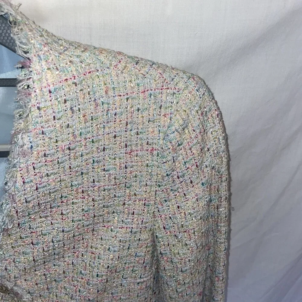 Vtg Rickie Freeman Teri Jon Women’s Tweed Outfit Size 12 Multicolor Jacket Skirt